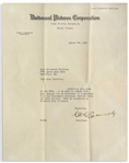 Universal Pictures Founder Carl Laemmle, Sr. Letter Signed From 1932